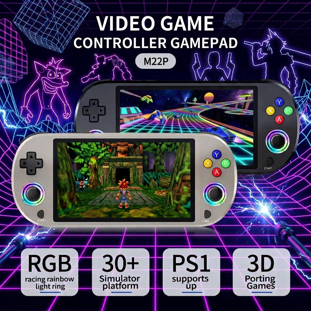 M22 Pro Handheld Game Console 5'' IPS Screen EmuELEC Linux System 64GB/128GB 20000+ Games Portable Retro Video Gaming Machine