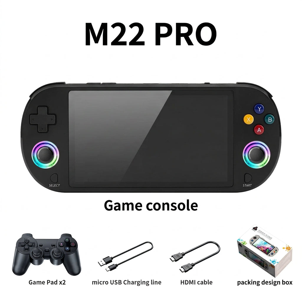 M22 Pro Handheld Game Console 5'' IPS Screen EmuELEC Linux System 64GB/128GB 20000+ Games Portable Retro Video Gaming Machine